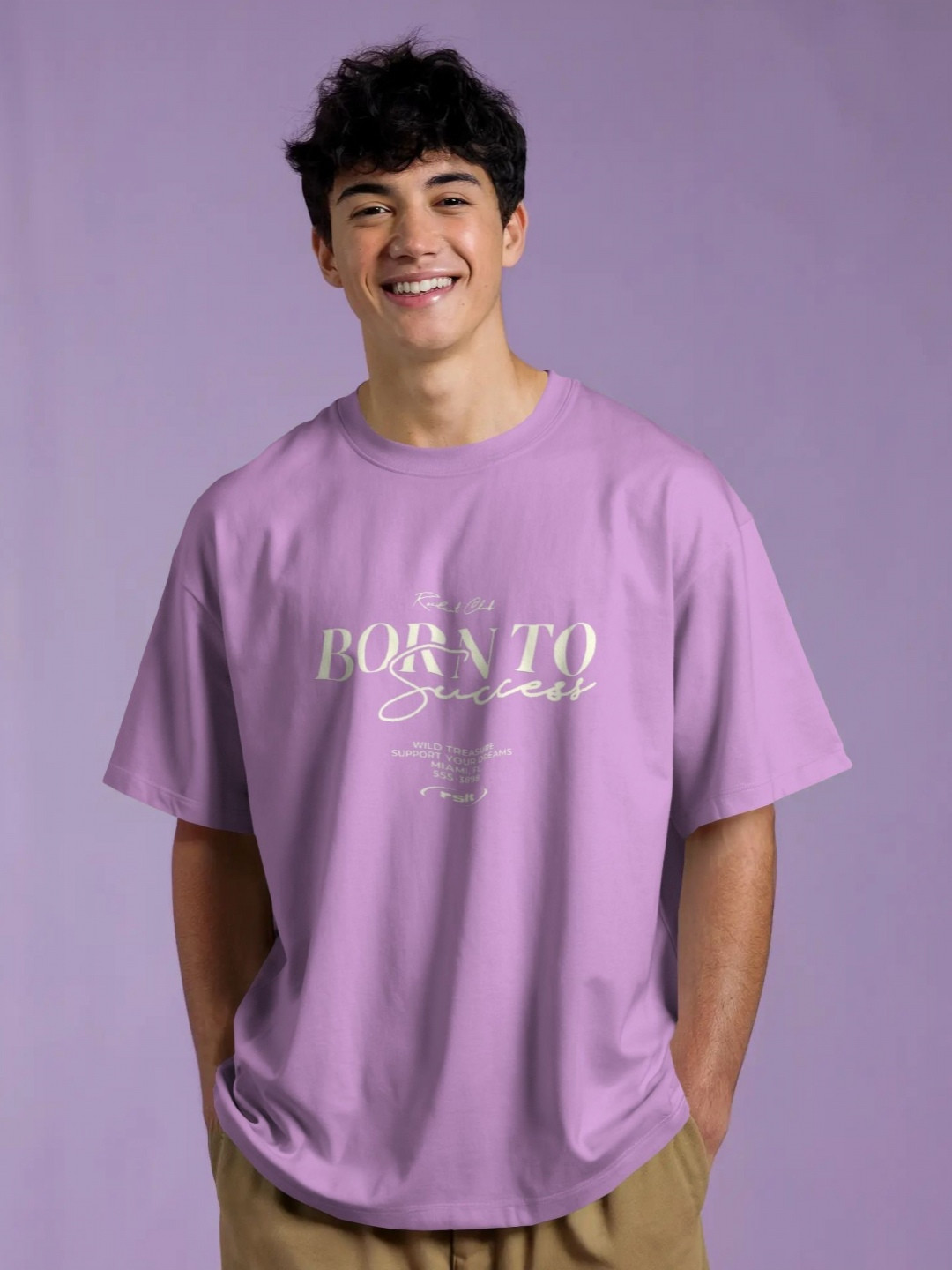 Silver Moon Clothing Typography Printed Drop Shoulder Sleeves Cotton Oversized T-shirt