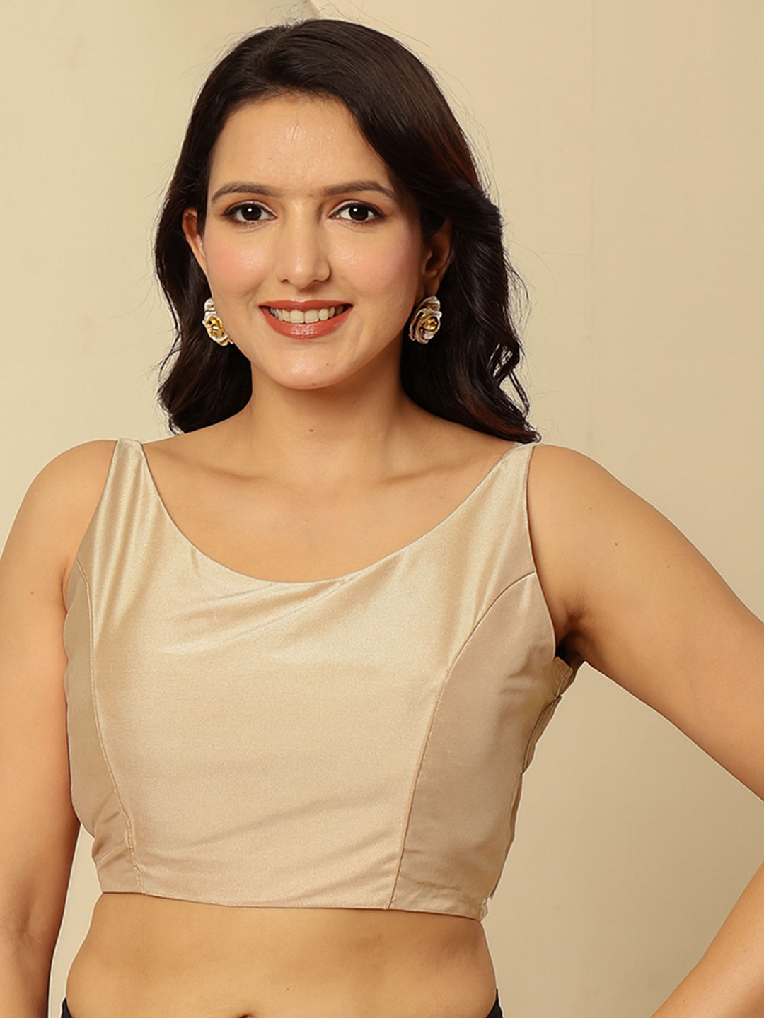 KASYA Round Neck Sleeveless Saree Blouse