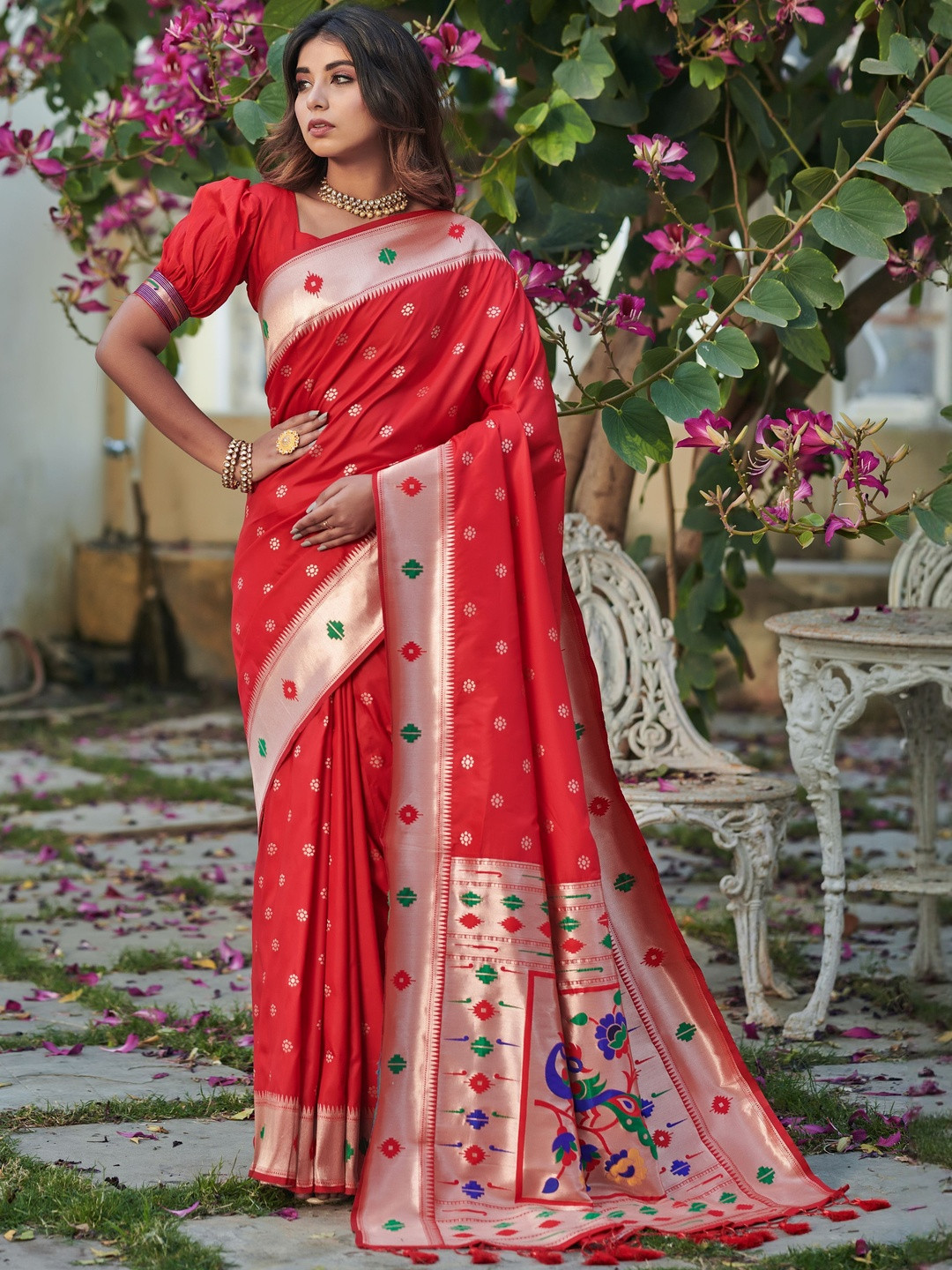 Anouk Women Red Banarasi Saree