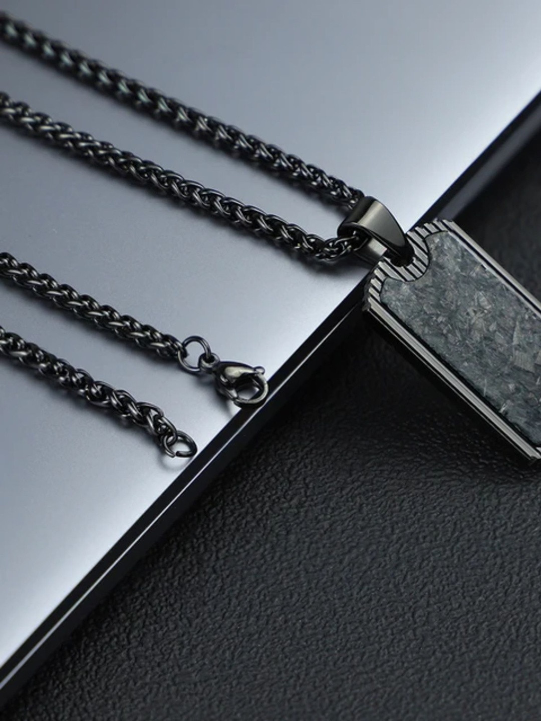 Dipitreats Men Black Brass Silver-Plated The Roque Link Chain