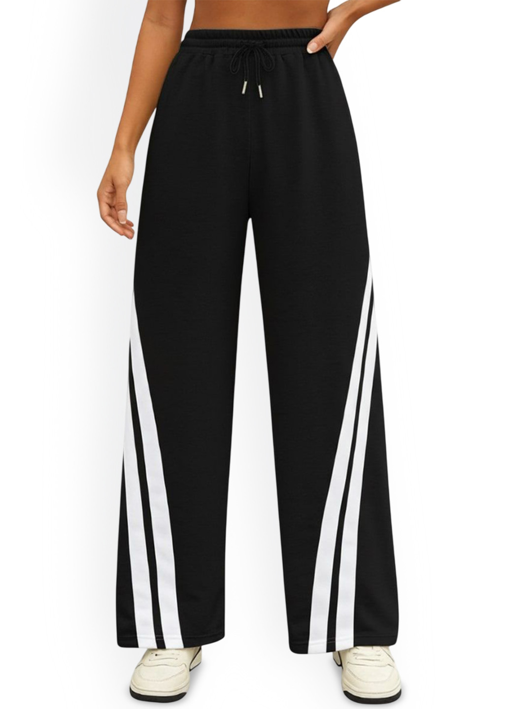 Pookiie Women Striped Relaxed Straight Leg Easy Wash Trousers
