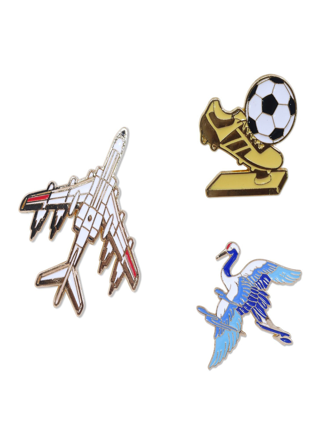 ADORN Set Of 3 Unisex Aeroplane Shaped Minimal Broochs