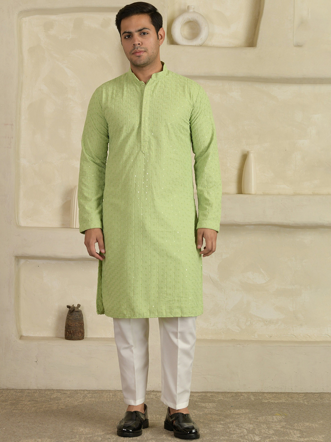 LEMONX Men Woven Design Kurta with Pyjamas