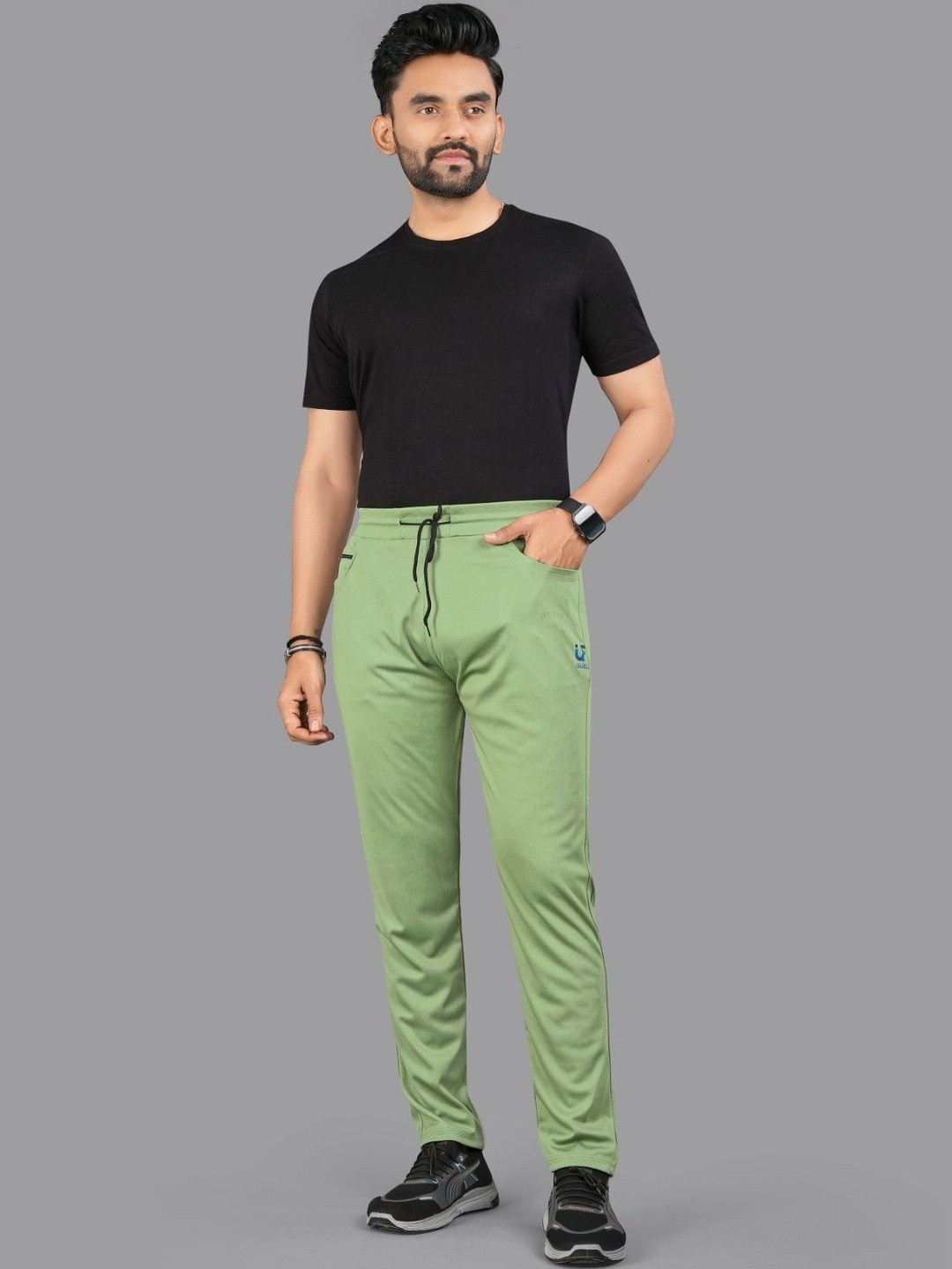 ISUEL FAB Men Lime Green Lyocell Running Track Pants