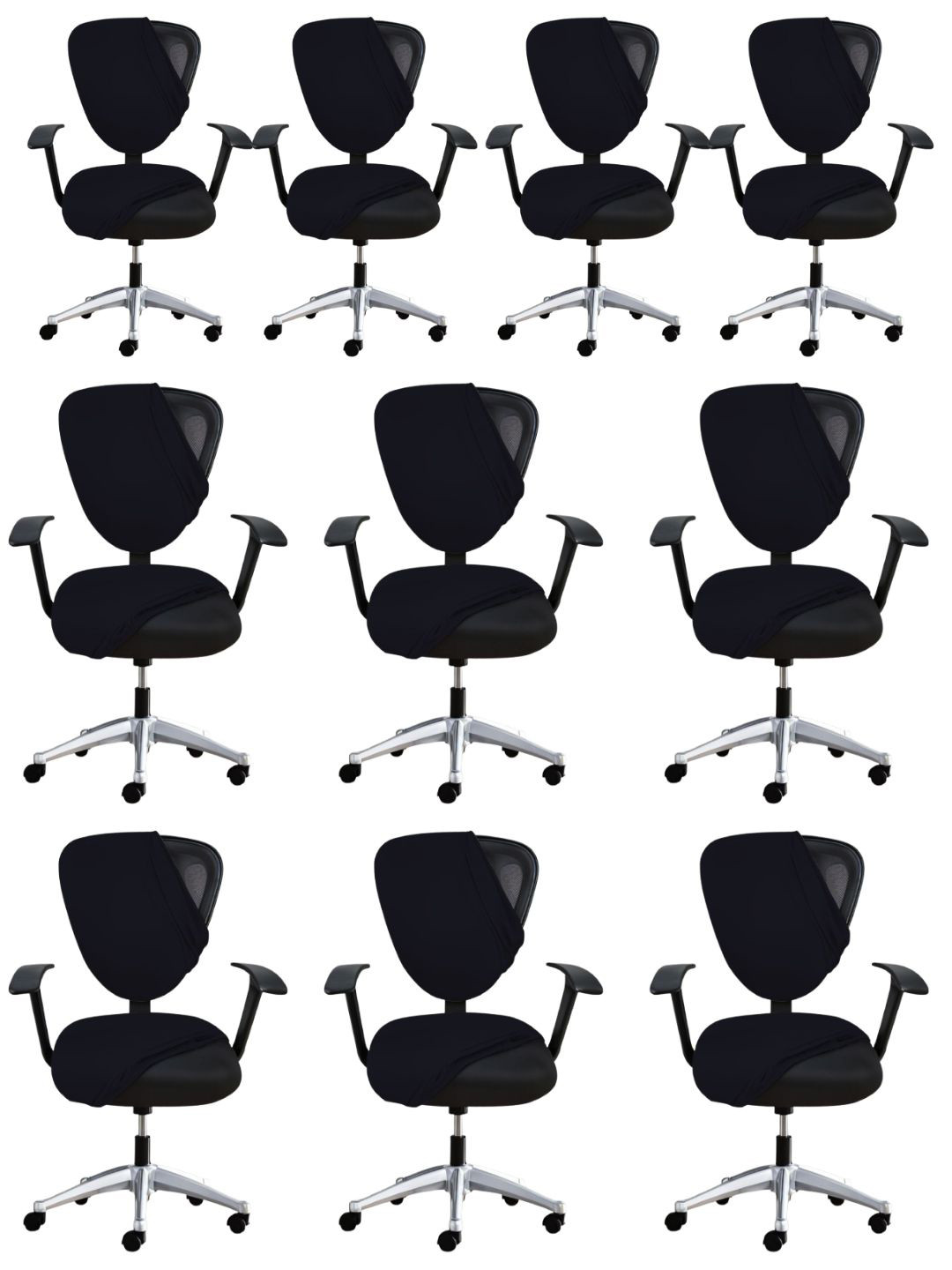Lazi 200 GSM Black 10 Pieces Stretchable  Office Chair Covers