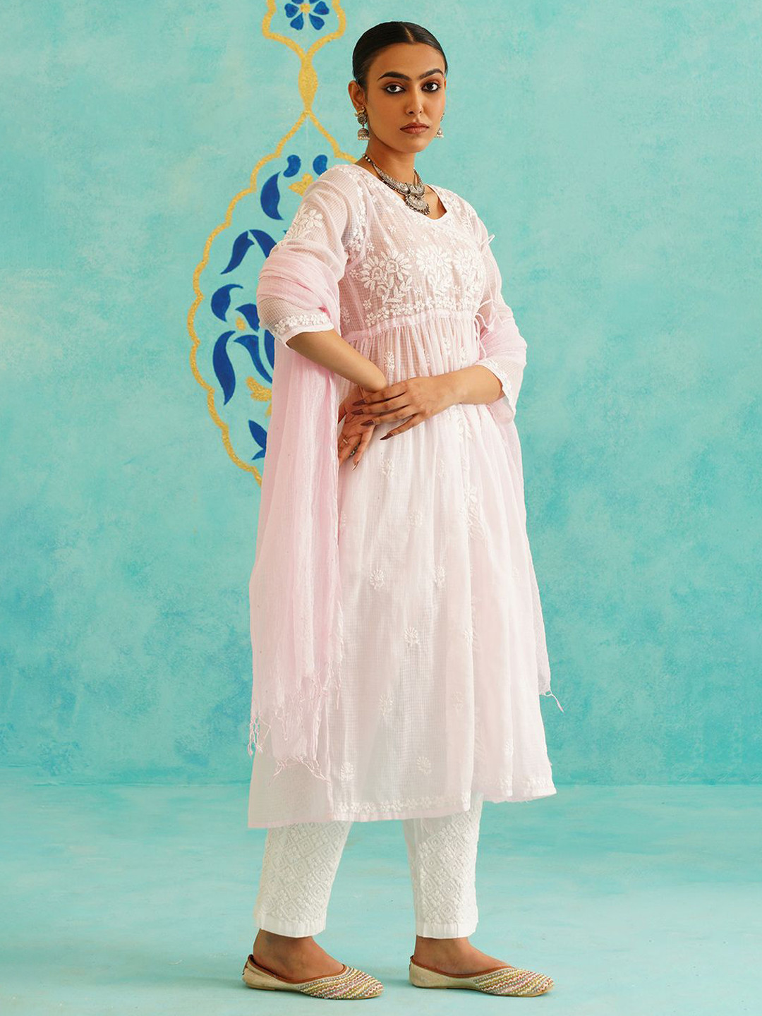 Saaya the label Women Woven Design Thread Work Handloom Anarkali Kurta