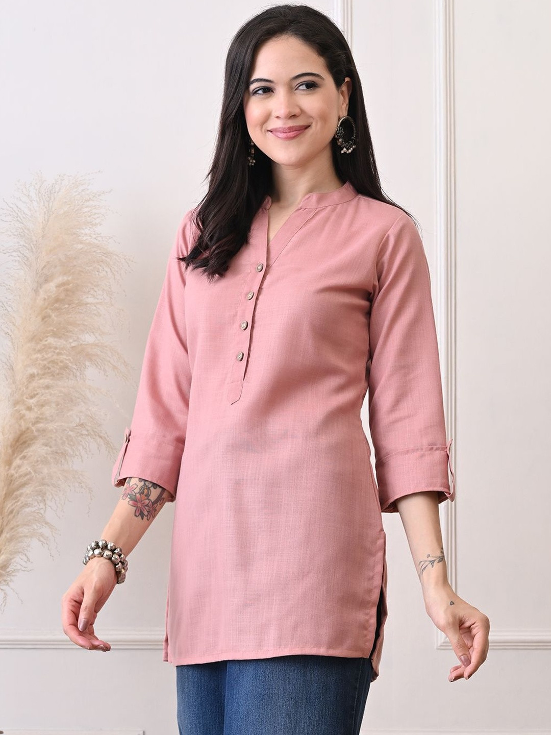 KALINI Peach Pure Cotton Kurti