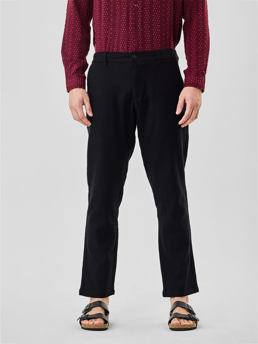 Snitch Men Mid-Rise Relaxed Fit Soft Functional Cotton Regular Trouser