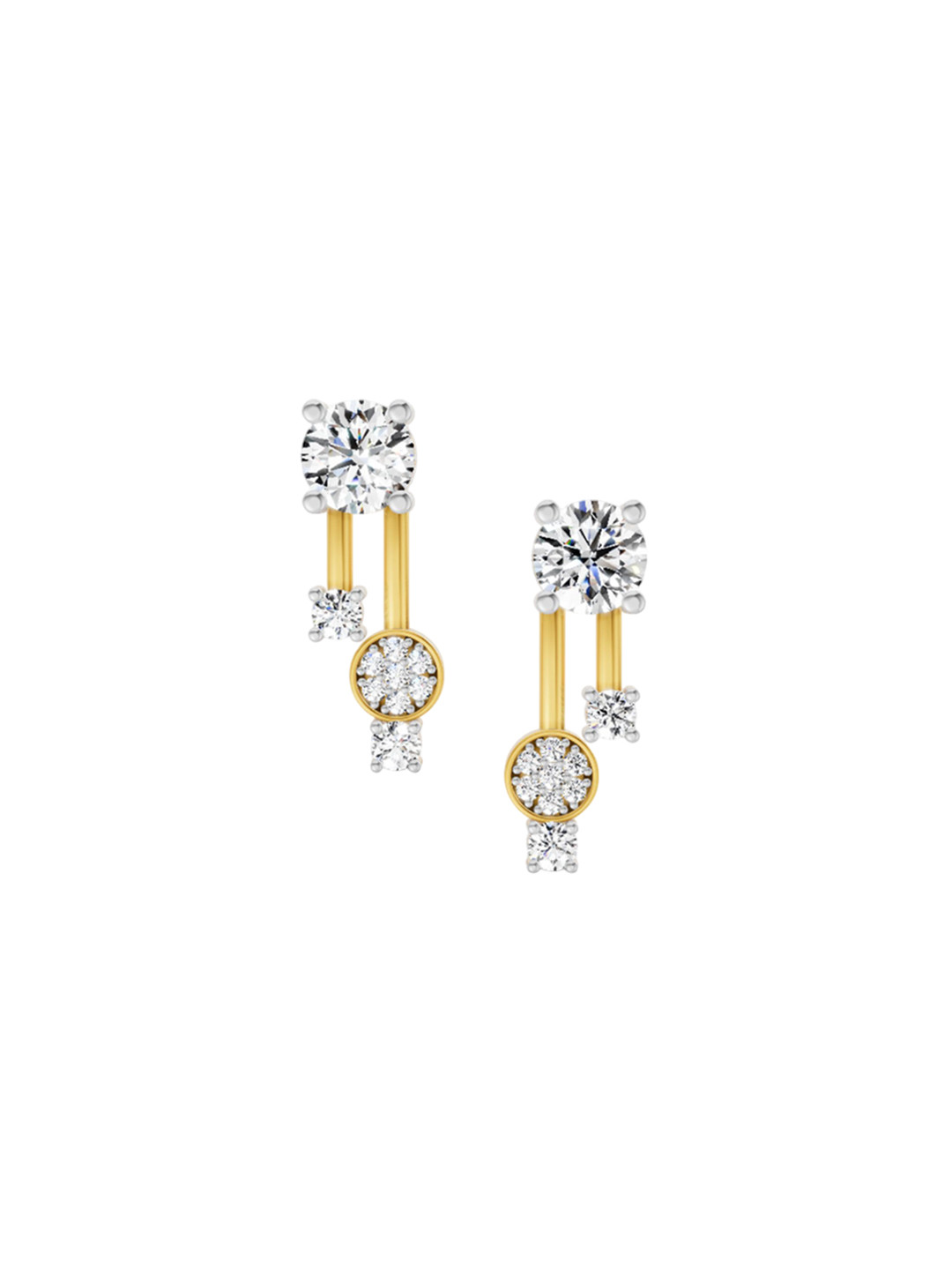 Sparkles Women 14Kt Gold Round  Earrings With 0.61 Carat Lab Grown Diamond - 2.46 g