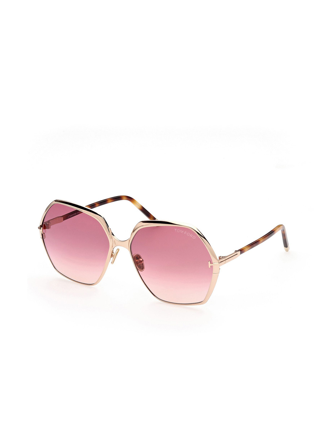 Tom Ford Women Pink Lens & Gold-Toned Full Rim Square Sunglasses with