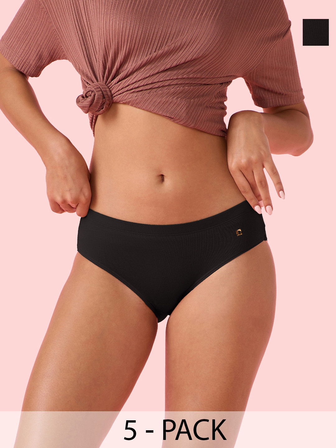 Enamor Pack Of 5 Cotton Classic Antimicrobial & Stain Release Finish Bikini Briefs