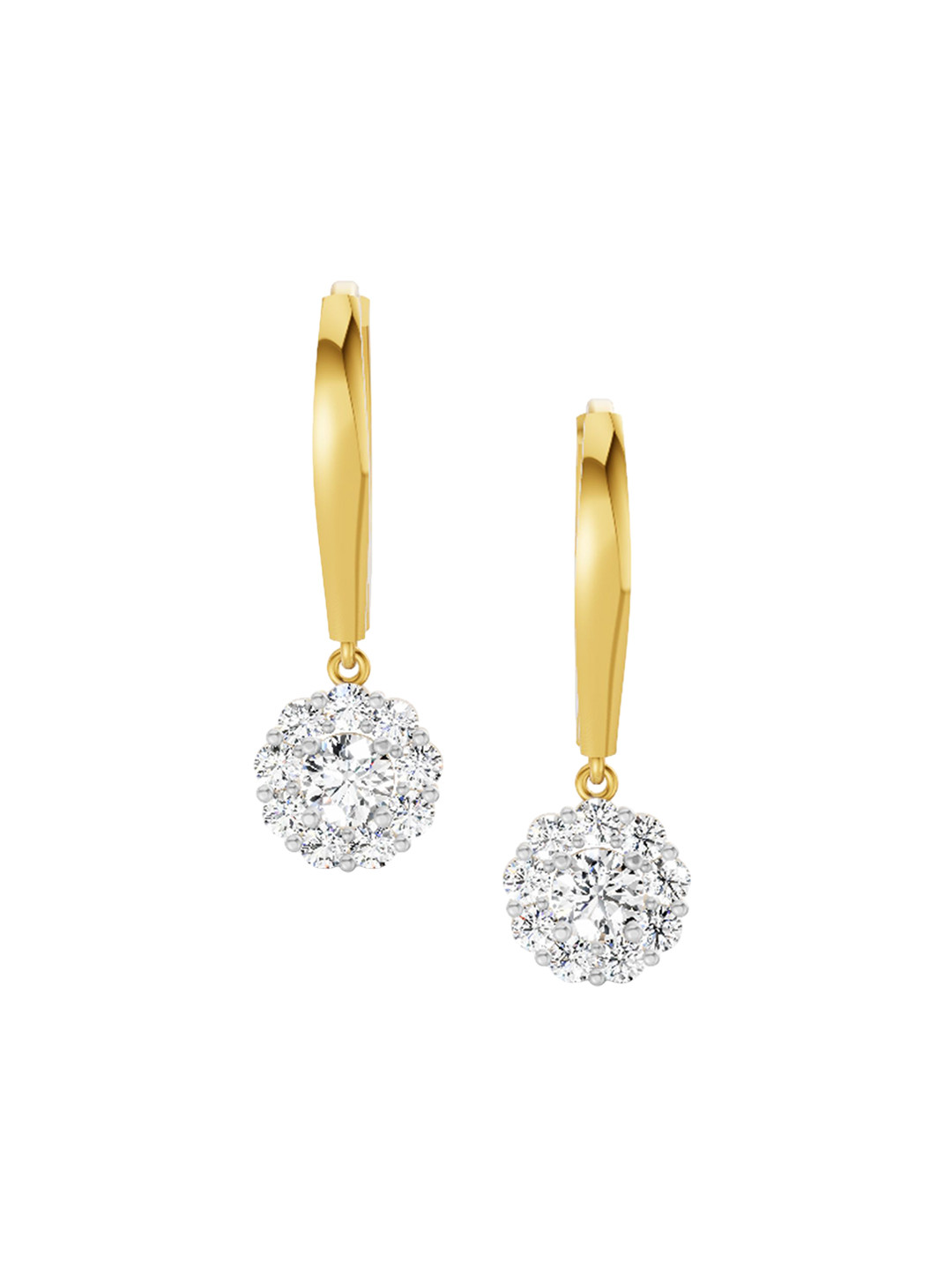 Sparkles 14Kt Gold Halo Drop Earrings With 0.90 Carat Lab Grown Diamond - 1.9 g