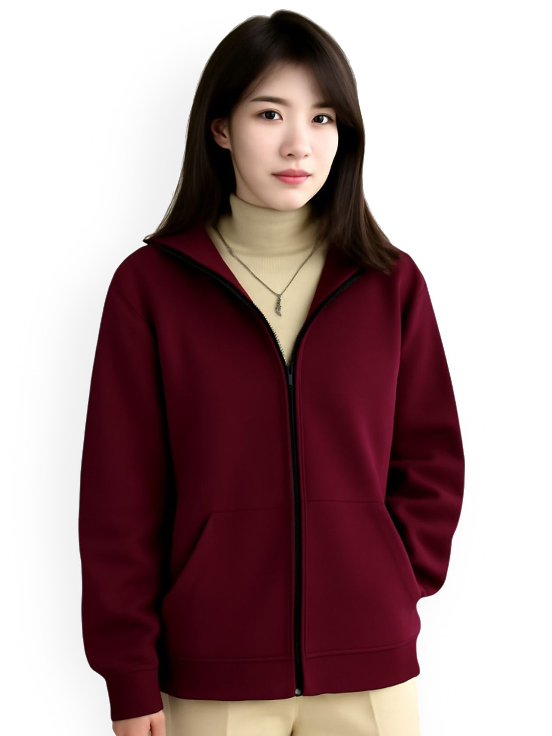 kintu parantu Women Fleece Open Front Jacket