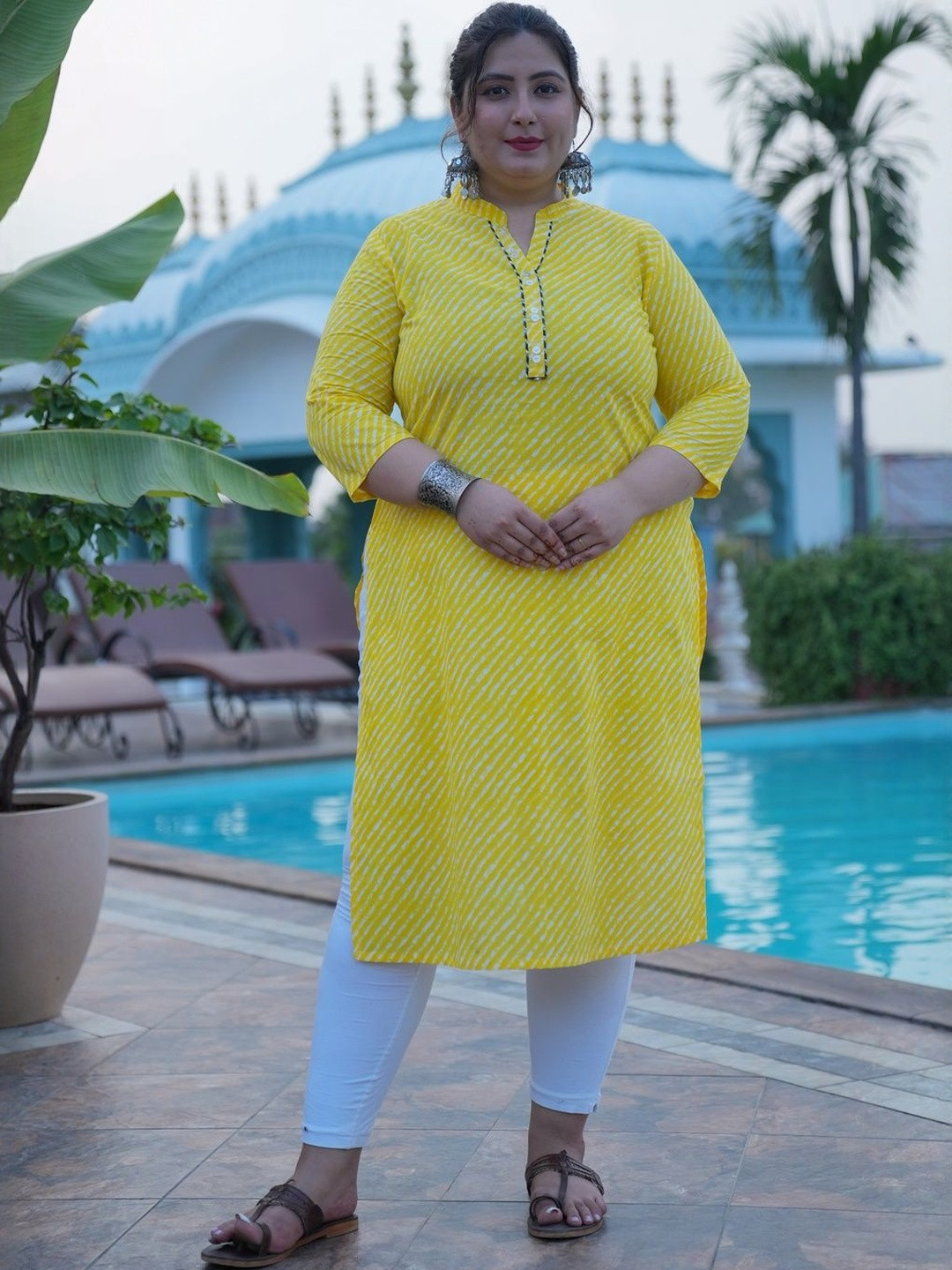 KALINI Women Yellow Voile A-Line Kurtas