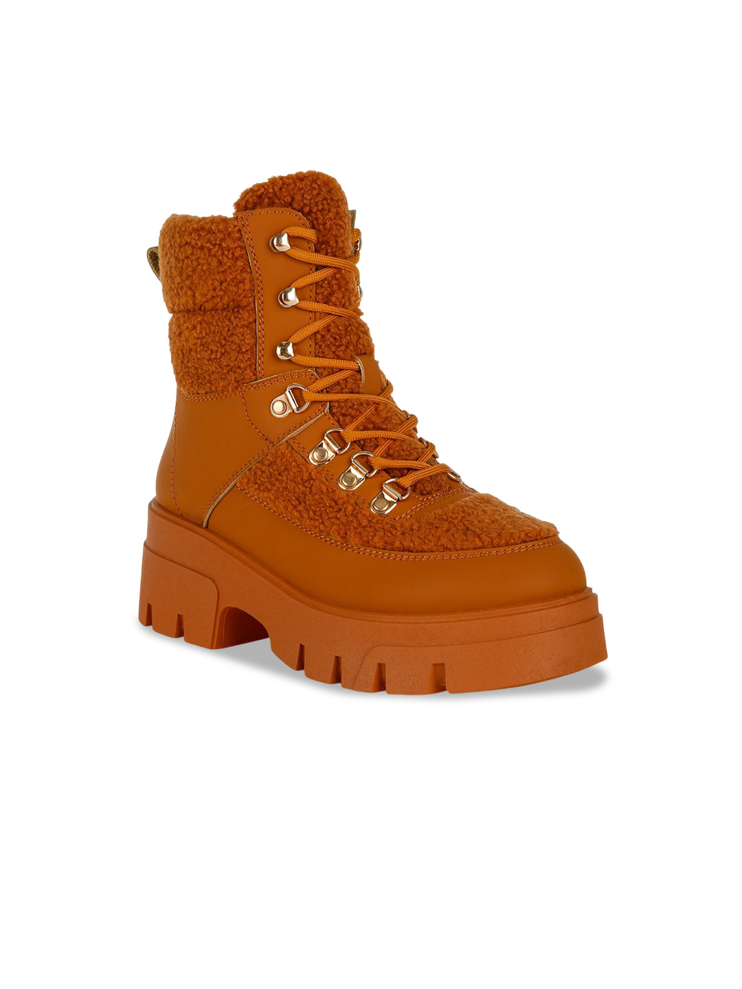 London Rag Women Block Heel Round Toe Hiking Boots