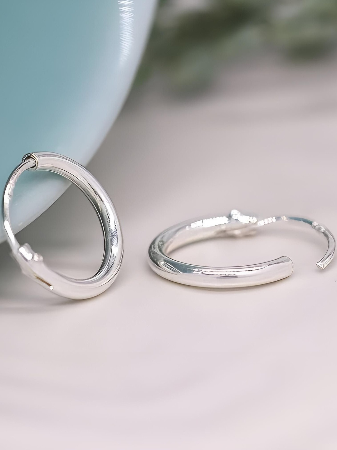 RAGABANDHA DESIGN STUDIO Women Silver-Plated Silver Hoop Earrings