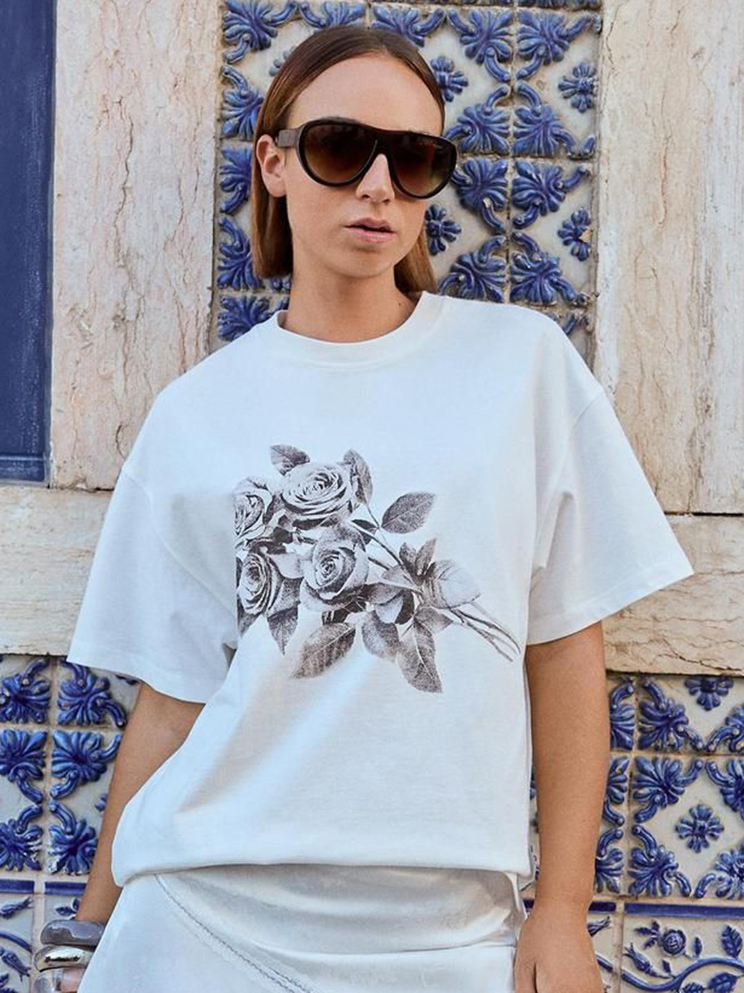 Bershka Printed Short Sleeve Oversize T-shirt