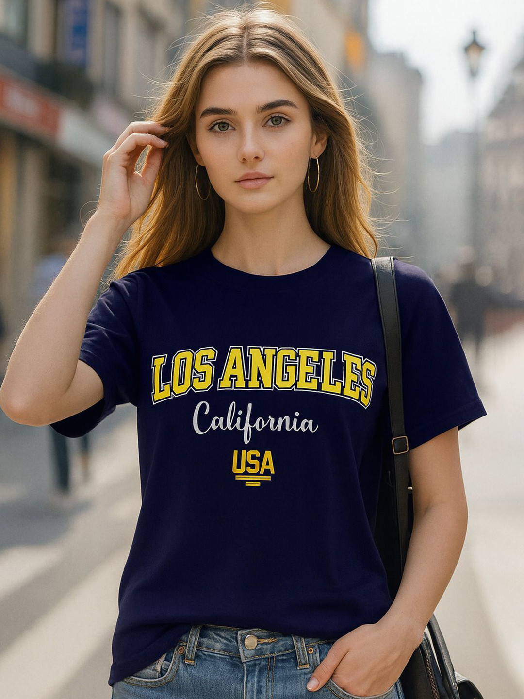 Fabflee Women Printed Slim Fit Cotton T-shirt
