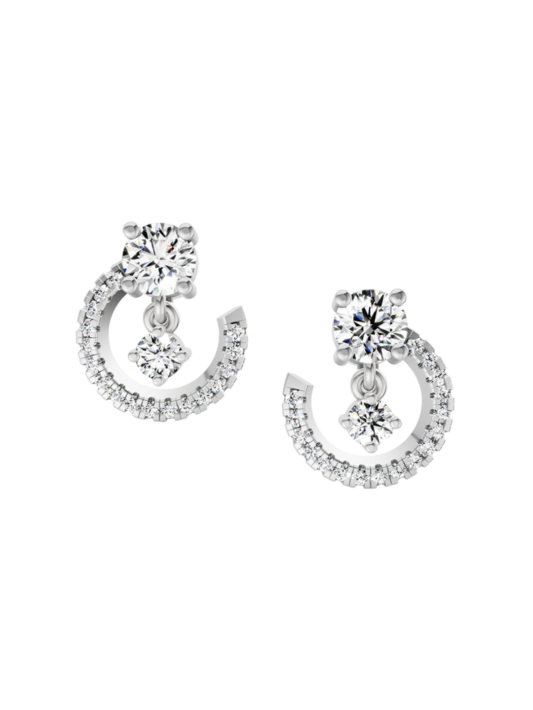 Sparkles 14Kt Gold Round Crescent Drop Earrings With 0.78Carat Lab Grown Diamond - 2.9 g