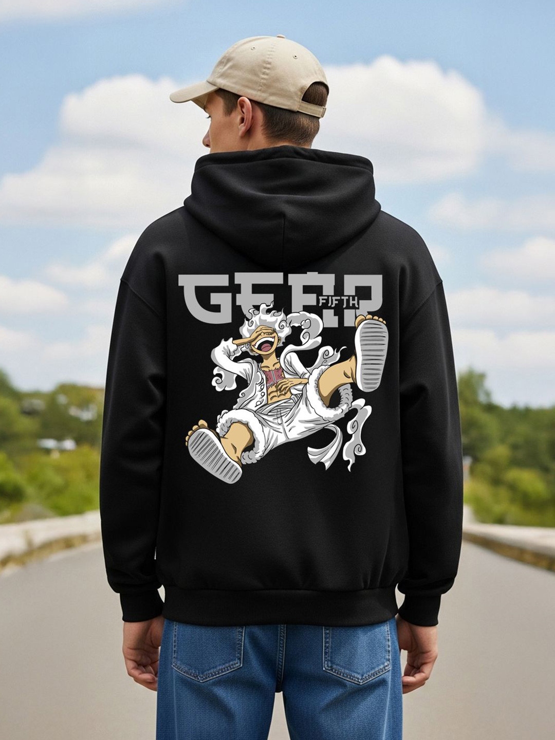 MaverIQ Men Monkey D Luffy Anime Printed Hooded Neck Full Sleeve Hoodie