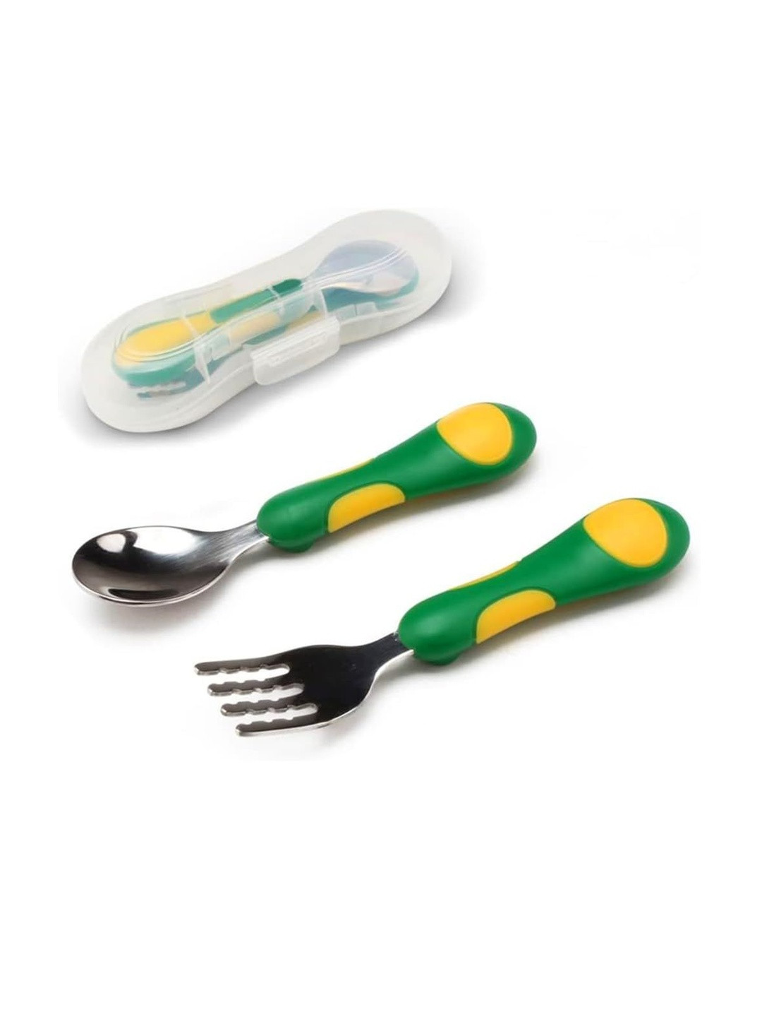 ONE AND ONLY Green Stainless Steel Serving Spoon & Fork Set