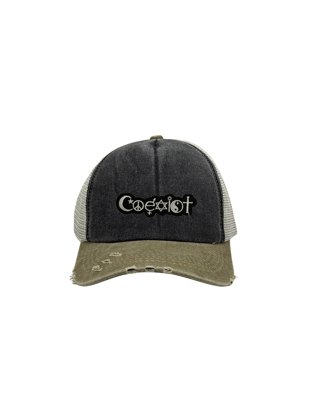 The Tie Hub Unisex Colourblocked Coexist Logo Trucker Cotton Baseball Cap