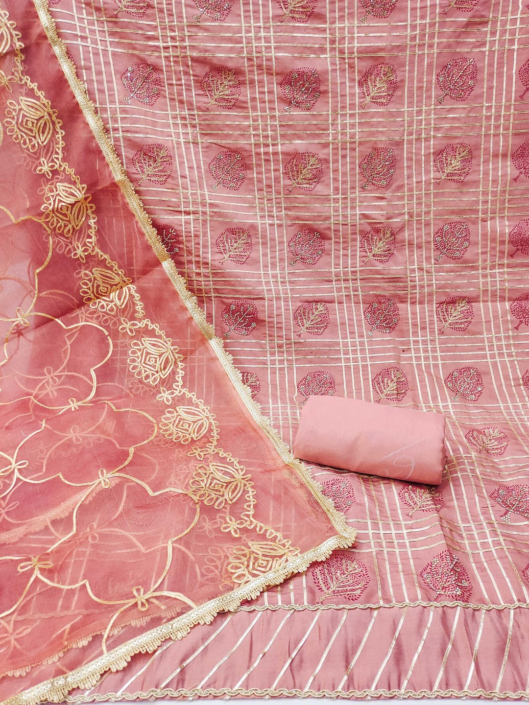 KALINI Women Cotton Silk Embroidery Dress Material With Dupatta