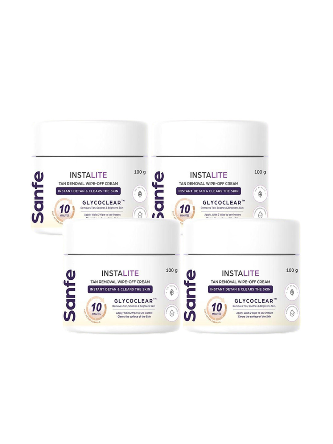 Sanfe Set Of 4 Instalite Wipe Off Detan Body Cream- 100 g Each