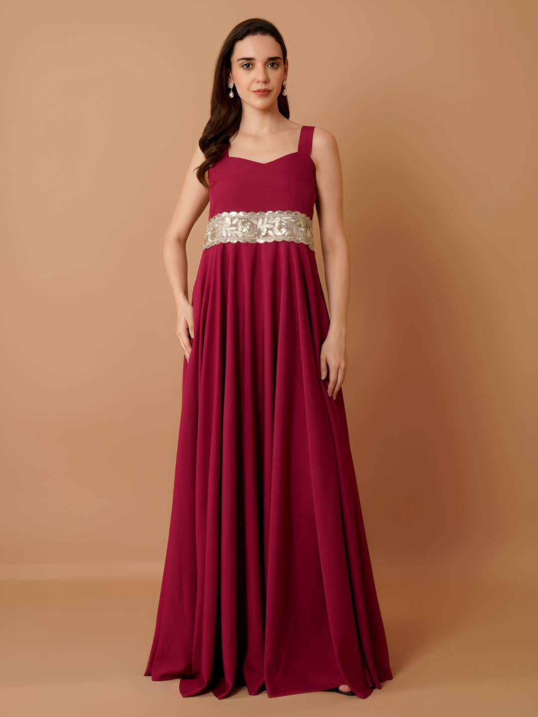 Magnetism Women Solid Fit & Flare Maxi Dress