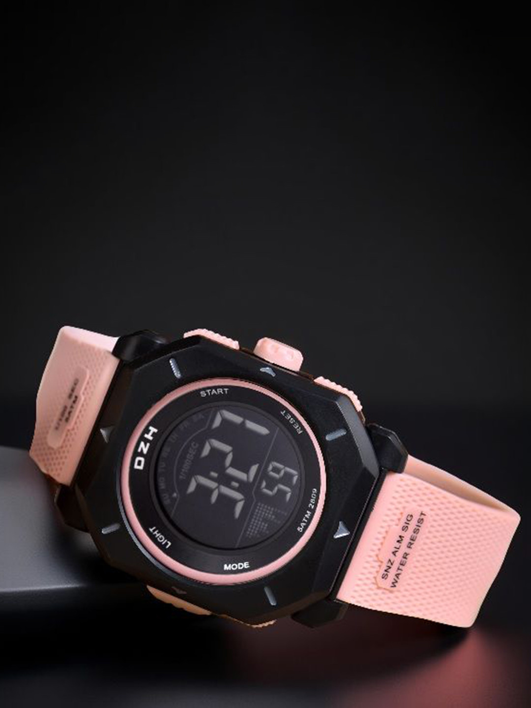 DZH Women Textured Straps Digital Multi Function Watch DZH 2809-Pink1