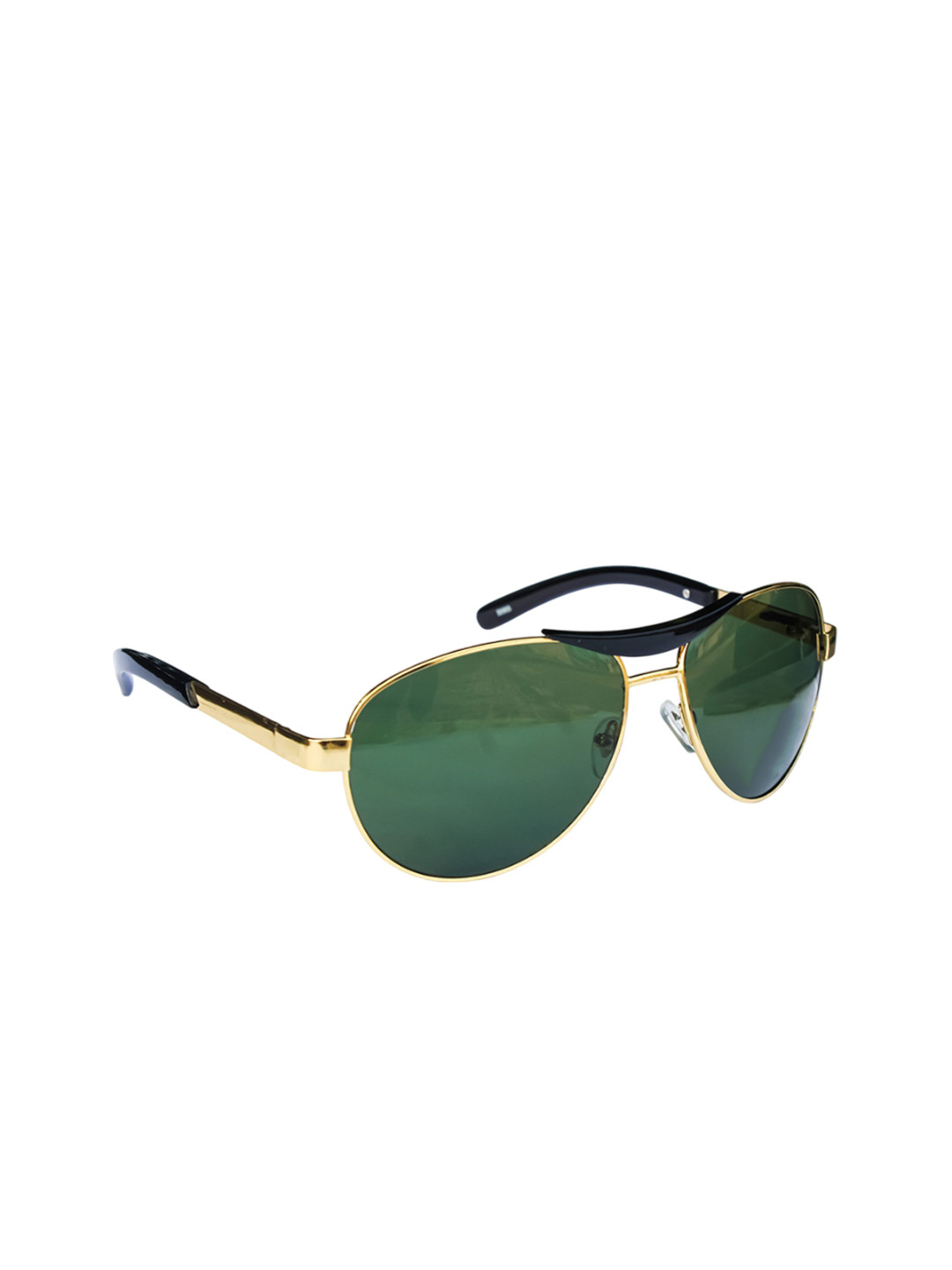 Jiebo Men Green Lens & Gold-Toned Aviator Sunglasses
