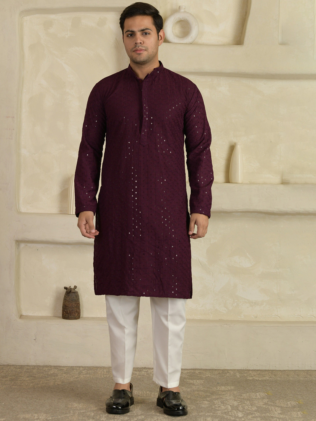 LEMONX Embroidered Regular Kurta With Pyjamas