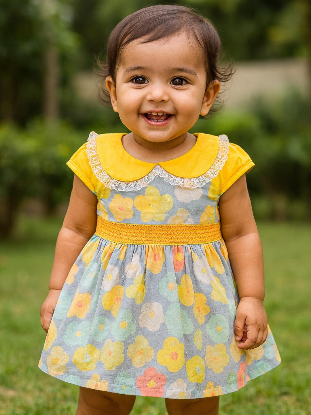 MeeMee Print Peter Pan Collar Fit & Flare Dress
