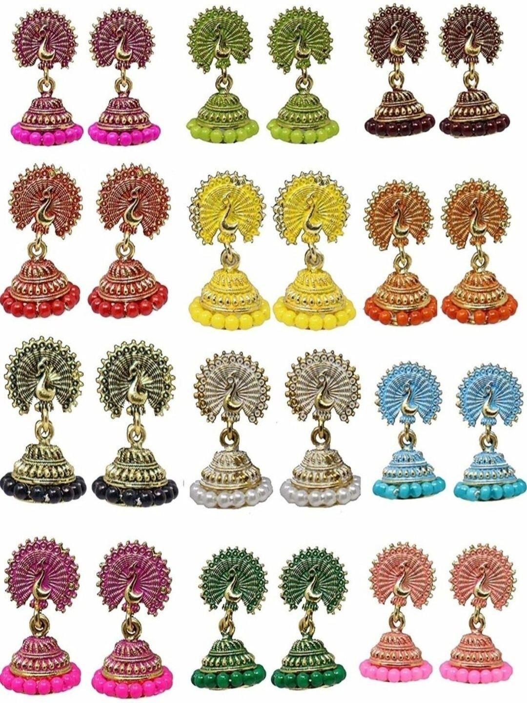 Trendfull Women Set Of 12 Contemporary Jhumkas Earrings