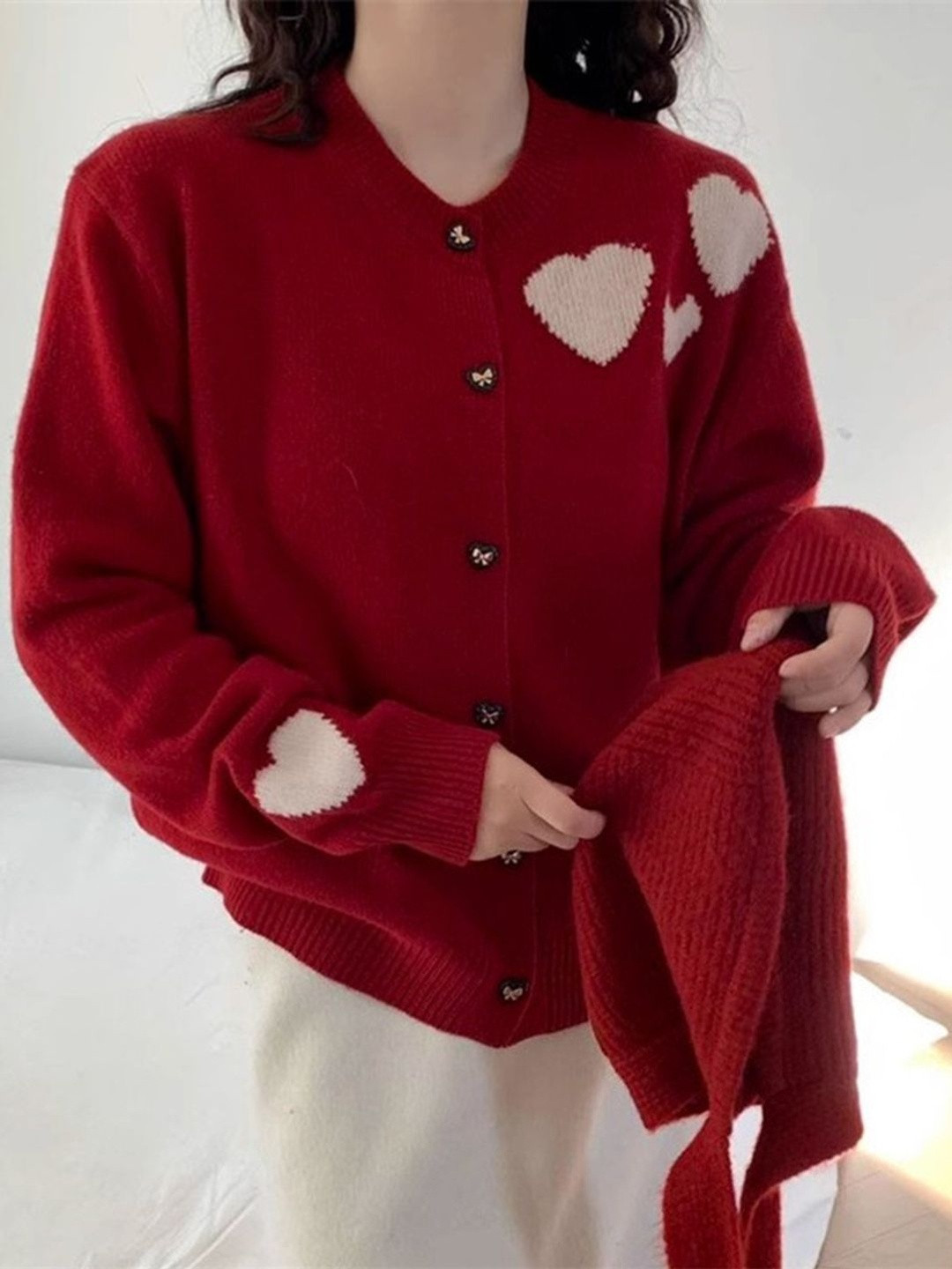 DressBerry Women Red Cotton Pullover Sweaters