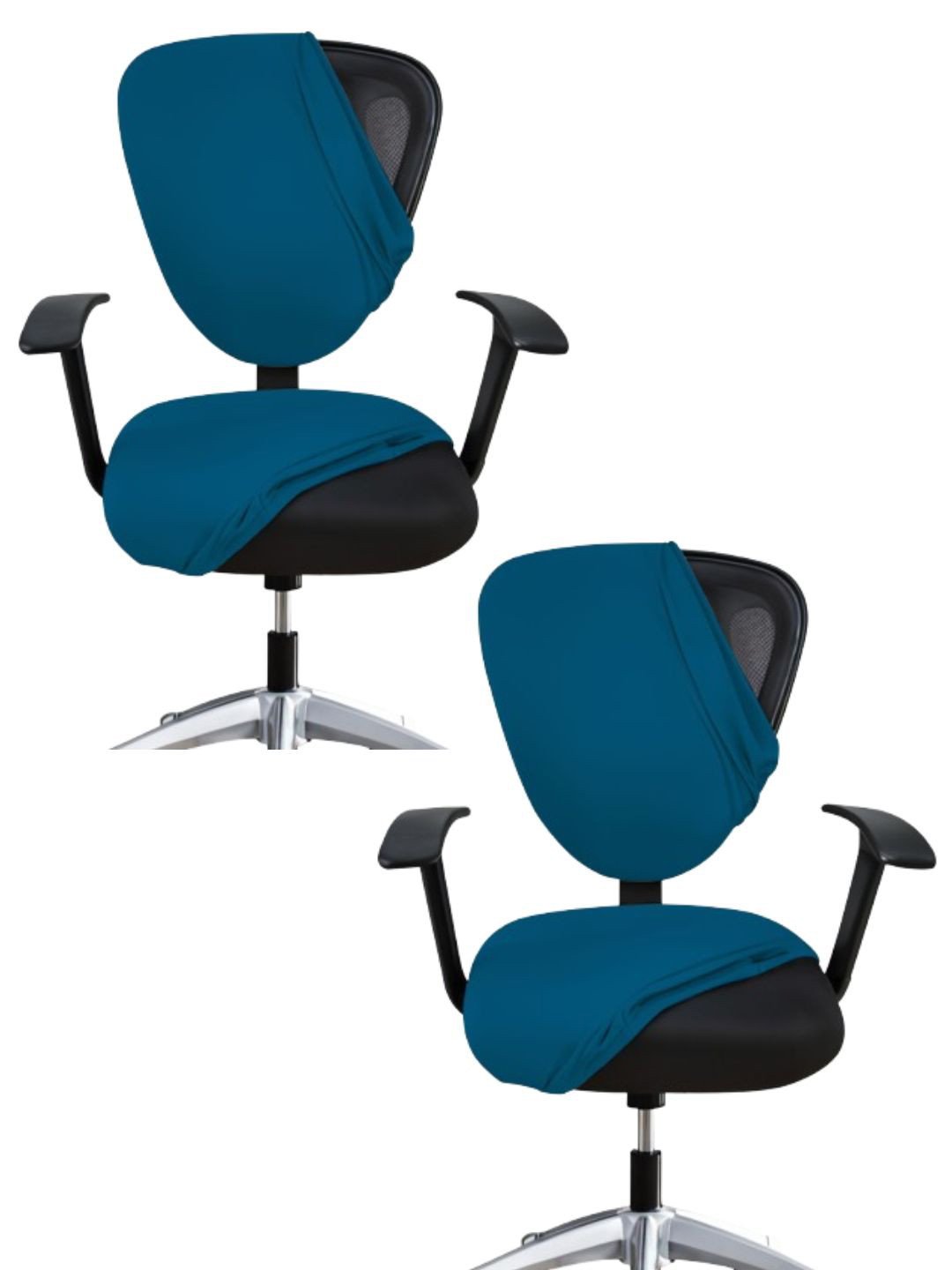 Lazi 200 GSM Blue 2 Pieces Stretchable  Office Chair Covers
