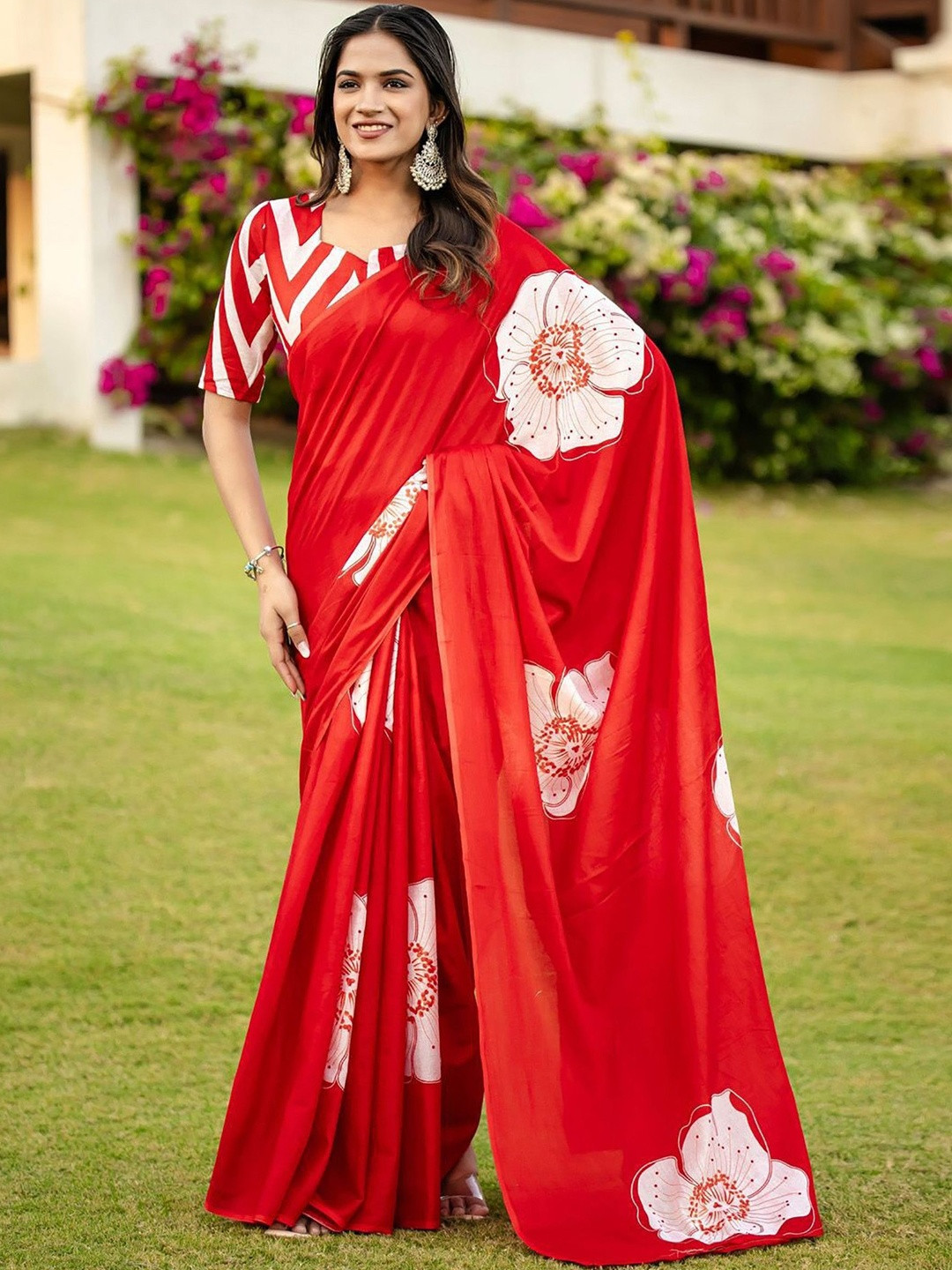 Moda Rapido Women Pure Cotton Designer Saree With Blouse Piece