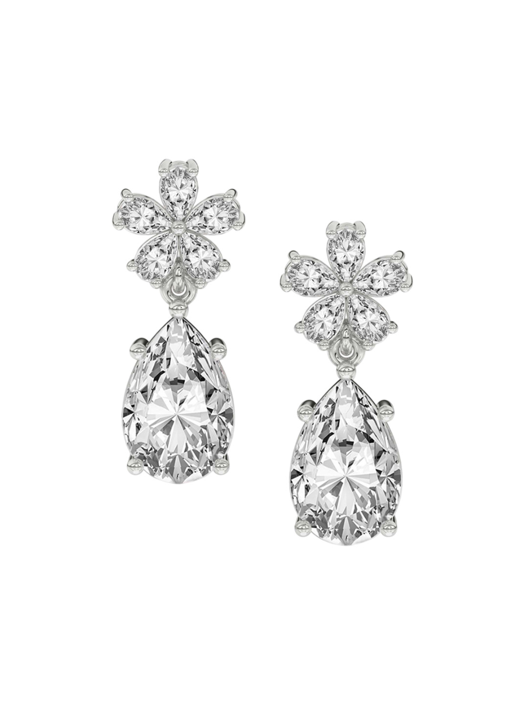 Sparkles 14Kt Gold Pear Shape Dewdrops Stud Earrings With 2 Carat Lab Grown Diamond- 2.46g