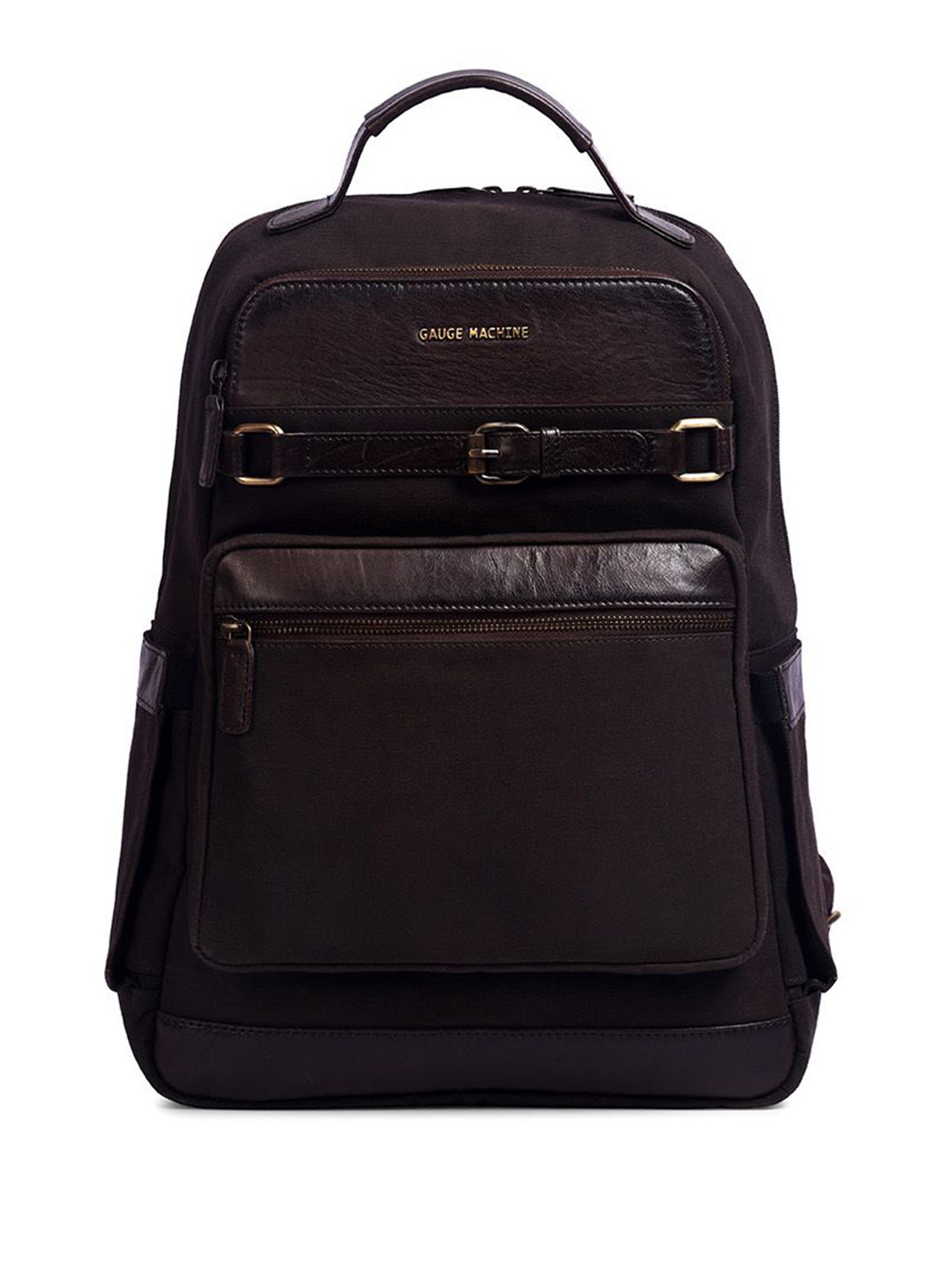 Gauge Machine Unisex Textured 16 inch Leather Backpack With Adjustable Strap
