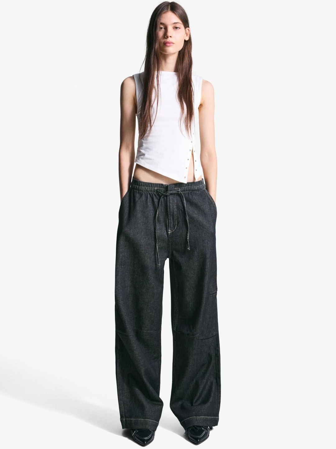 Bershka Wide-leg Fleece Jeans