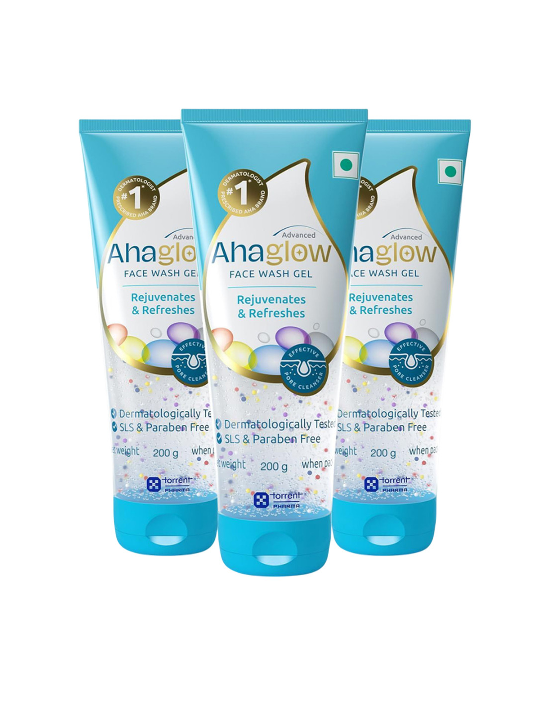 Ahaglow Set Of 3 Glycolic Acid Advanced Face Wash Gel - 200 g Each