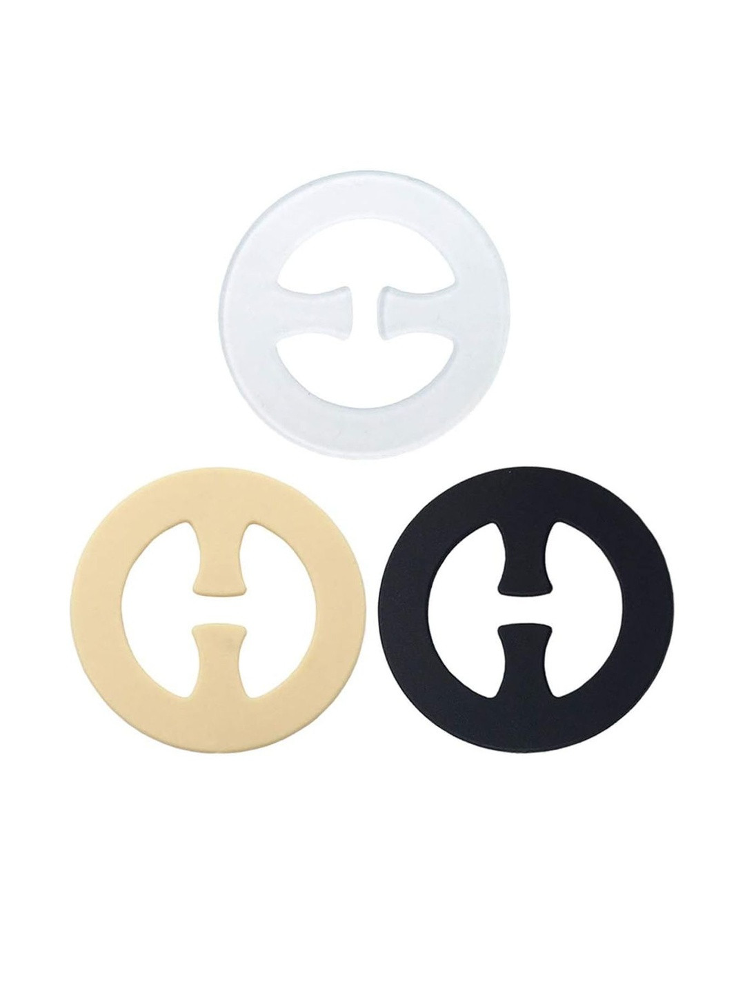 DClub Women Set of 3 Beige Black & White Racer Back Bra Conceal Straps Clip Holder Hooks