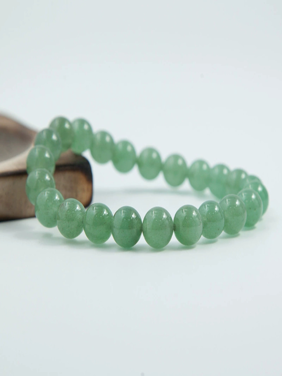 AQUASTREET Aventurine Green Stone Elasticated Beaded Bracelet