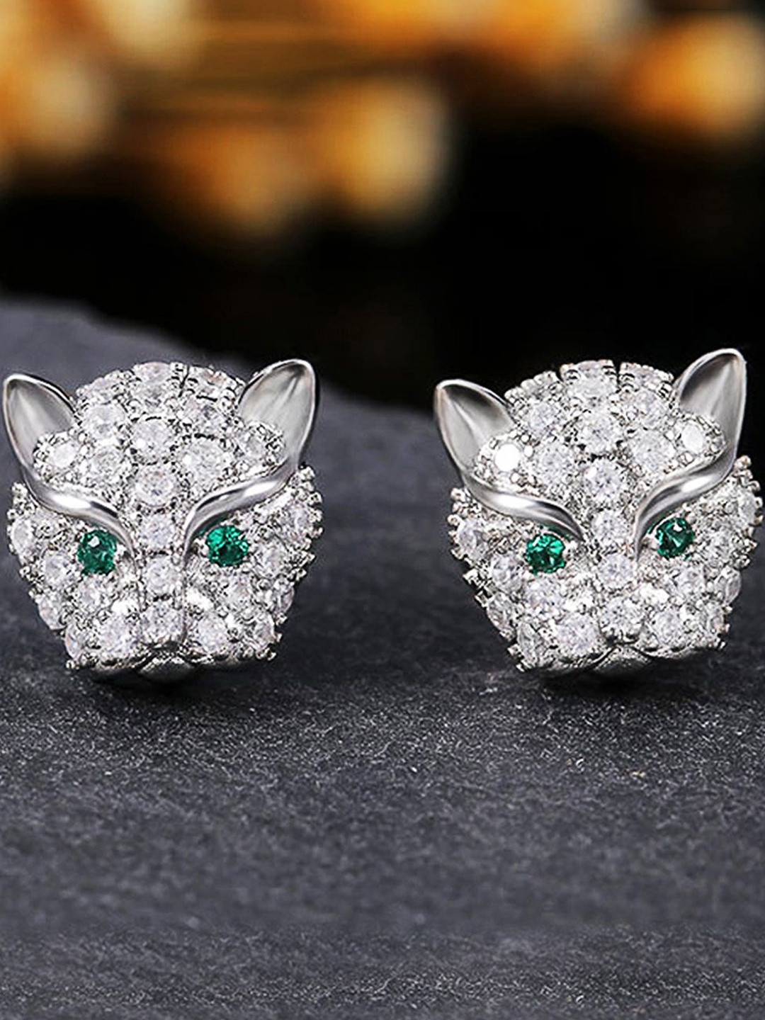 Jewels Galaxy Women Silver Plated White Eyed Contemporary Earrings