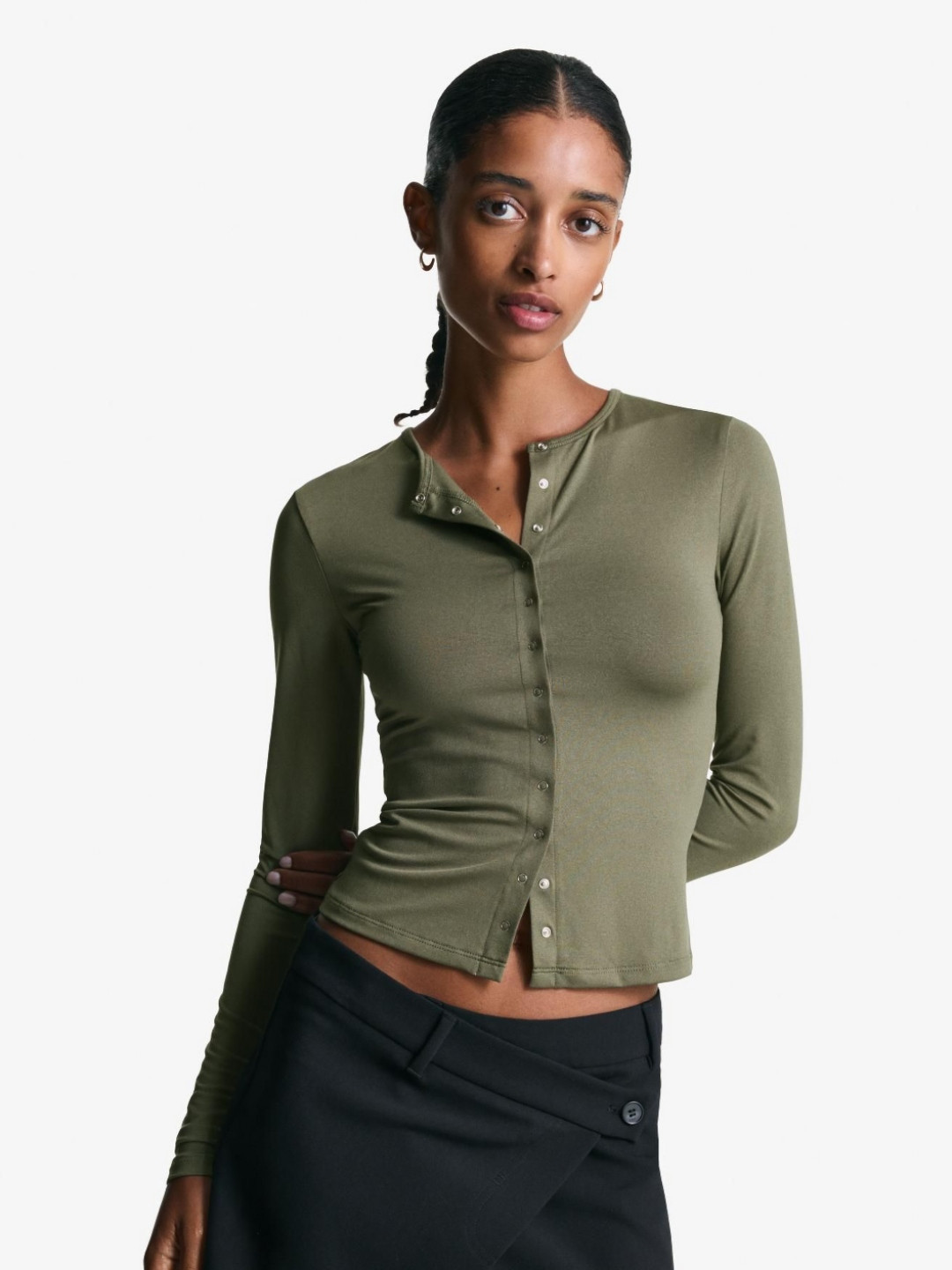 Bershka Long Sleeve T-shirt With Buttons