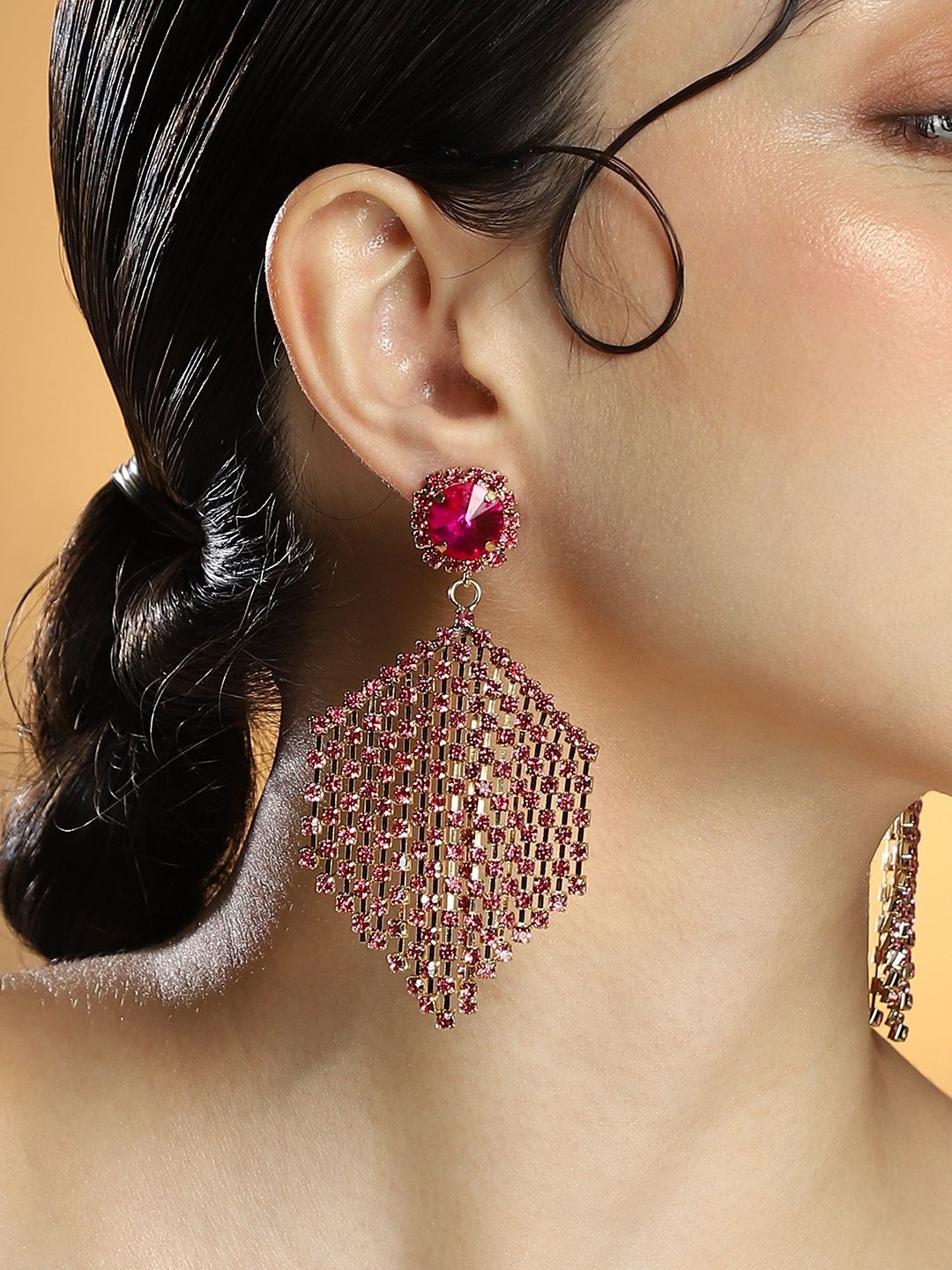 SOHI Women Gold Plated Contemporary Drop Earrings