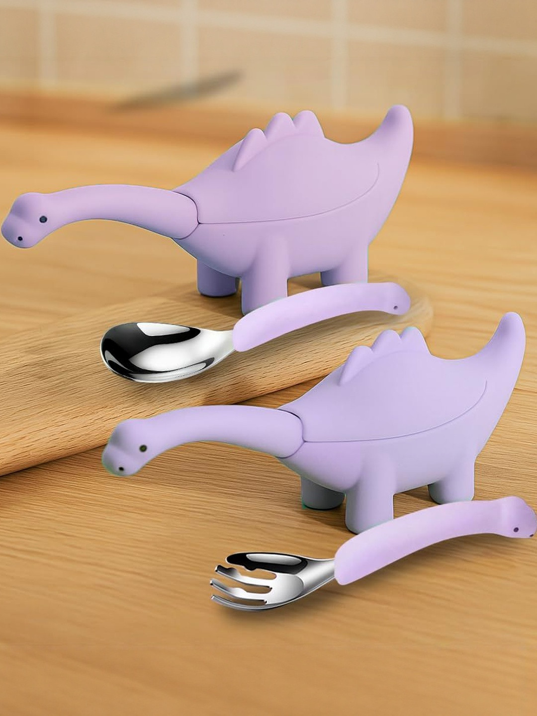 ONE AND ONLY Kids Unisex Set of 2 Purple Stainless Steel Serving Spoon