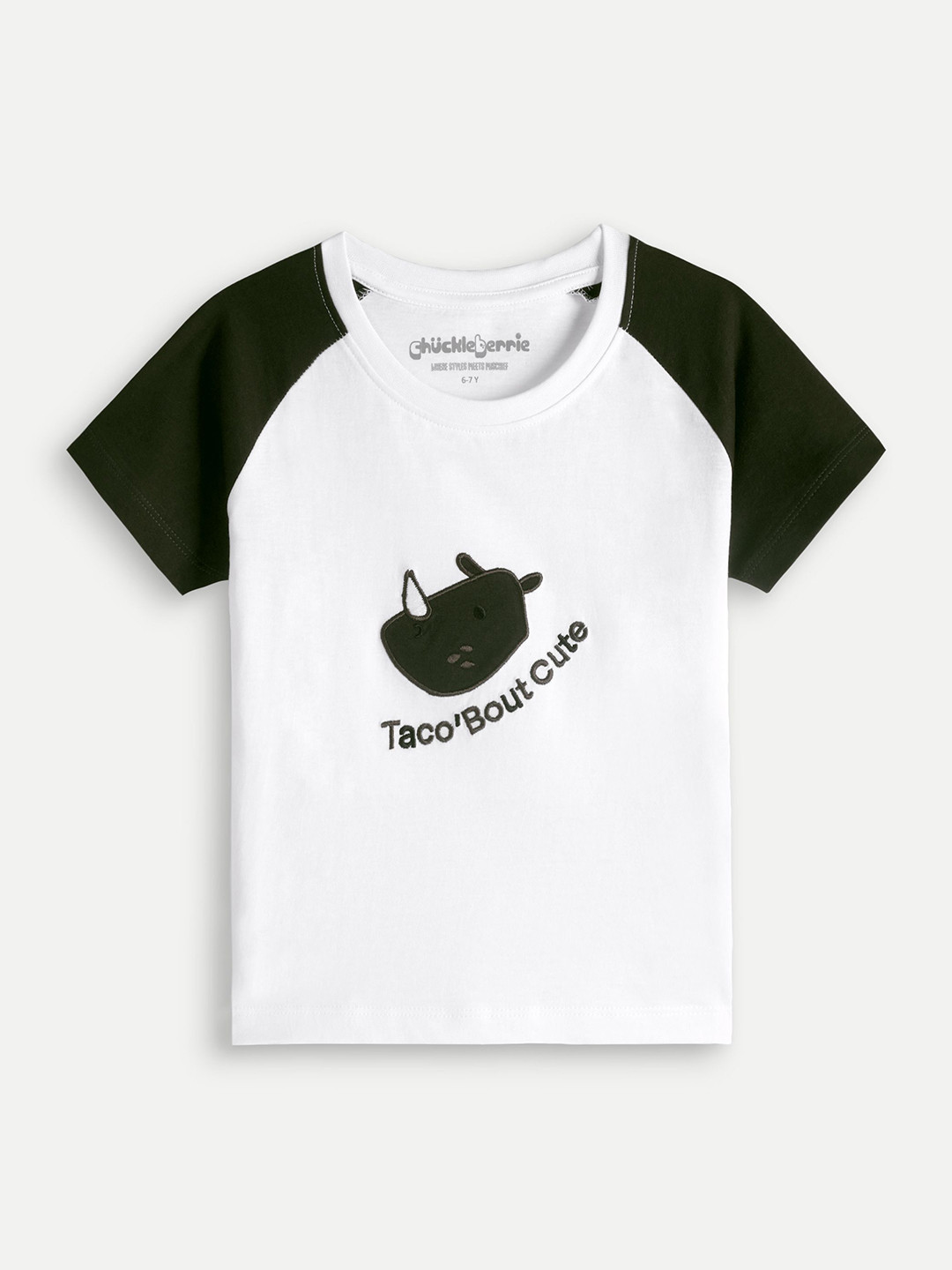 Chuckleberrie Girls Graphic Nautical Raglan Sleeves Printed Crop T-shirt