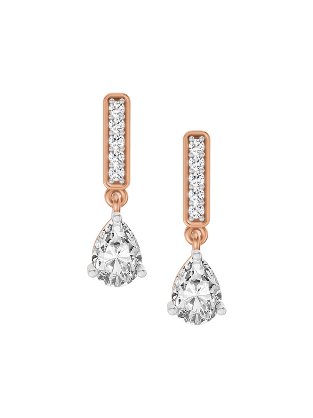 Sparkles 14Kt Gold Pear Drop Earrings With 1.3 Ct Lab Grown Diamond - 2.4 g