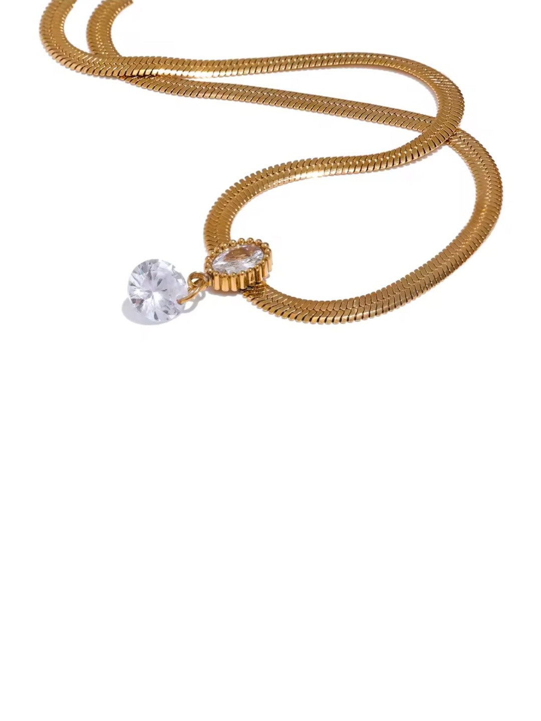 INTERSTELLAR Women Gold-Plated Stainless Steel American Diamond Necklace and Chains